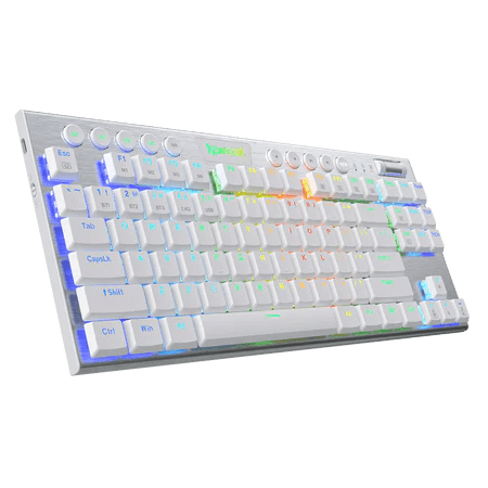 Redragon K621 Horus TKL Wireless RGB Mechanical Keyboard, 5.0 BT/2.4 Ghz/Wired Three Modes 80% Ultra-Thin Low Profile Bluetooth Keyboard w/Dedicated Media Control & Linear Red Switches, White Redragon K621 Horus TKL Wireless RGB Mechanical Keyboard, 5.0 BT/2.4 Ghz/Wired Three Modes 80% Ultra-Thin Low Profile Bluetooth Keyboard w/Dedicated Media Control & Linear Red Switches, White
